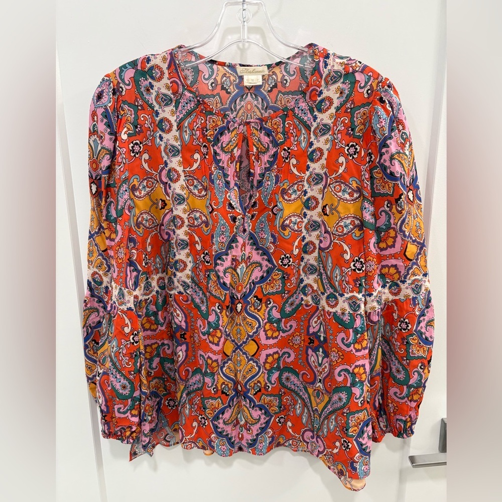 Shoshanna Paisley Floral Peasant Top Size Medium - Picture 2 of 15